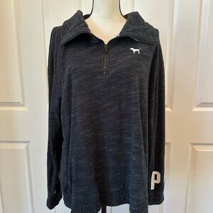 PINK Victoria's Secret Black Quarter-Zip Hoodie